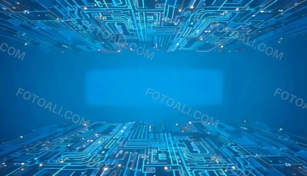 Blue Background With A Circuit Board Pattern The Lines Are White And There Are Small Dots Of Light At The Intersections 24 B554