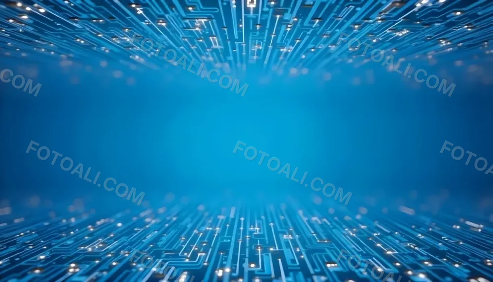 Blue Background With A Circuit Board Pattern The Lines Are White And There Are Small Dots Of Light At The Intersections 34 54c0