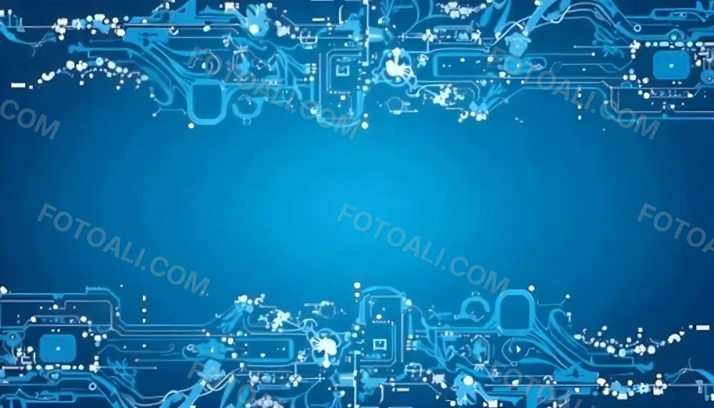 Blue Background With A Circuit Board Pattern The Lines Are White And There Are Small Dots Of Light At The Intersections 39 E573