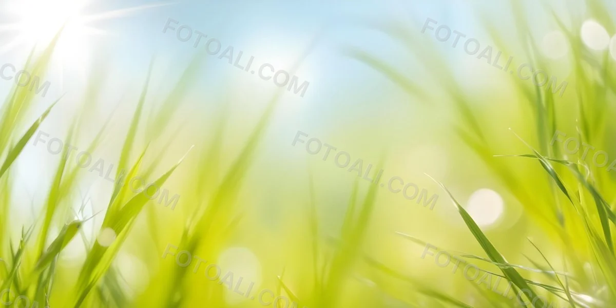 Blurred Green Grass And Foliage With A Bright Hazy Sky In The Background 1 0498