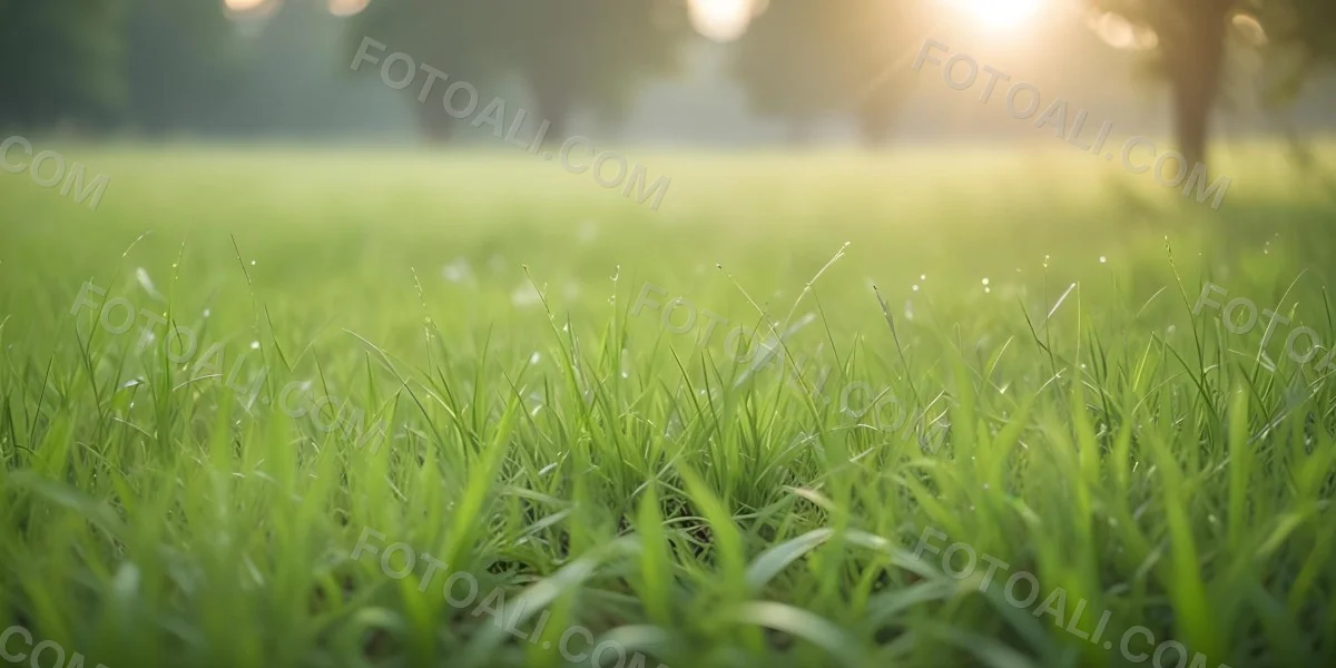 Blurred Green Grass And Foliage With A Bright Hazy Sky In The Background 12 1245