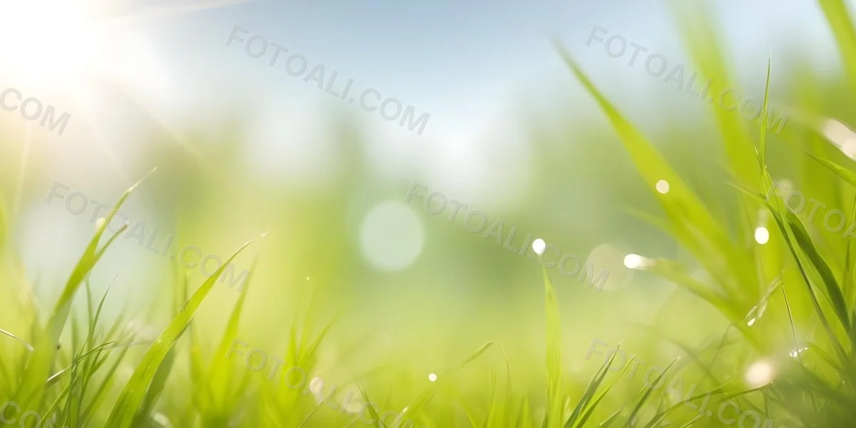 Blurred Green Grass And Foliage With A Bright Hazy Sky In The Background 13 D20b