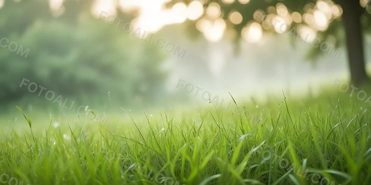 Blurred Green Grass And Foliage With A Bright Hazy Sky In The Background 15 0977