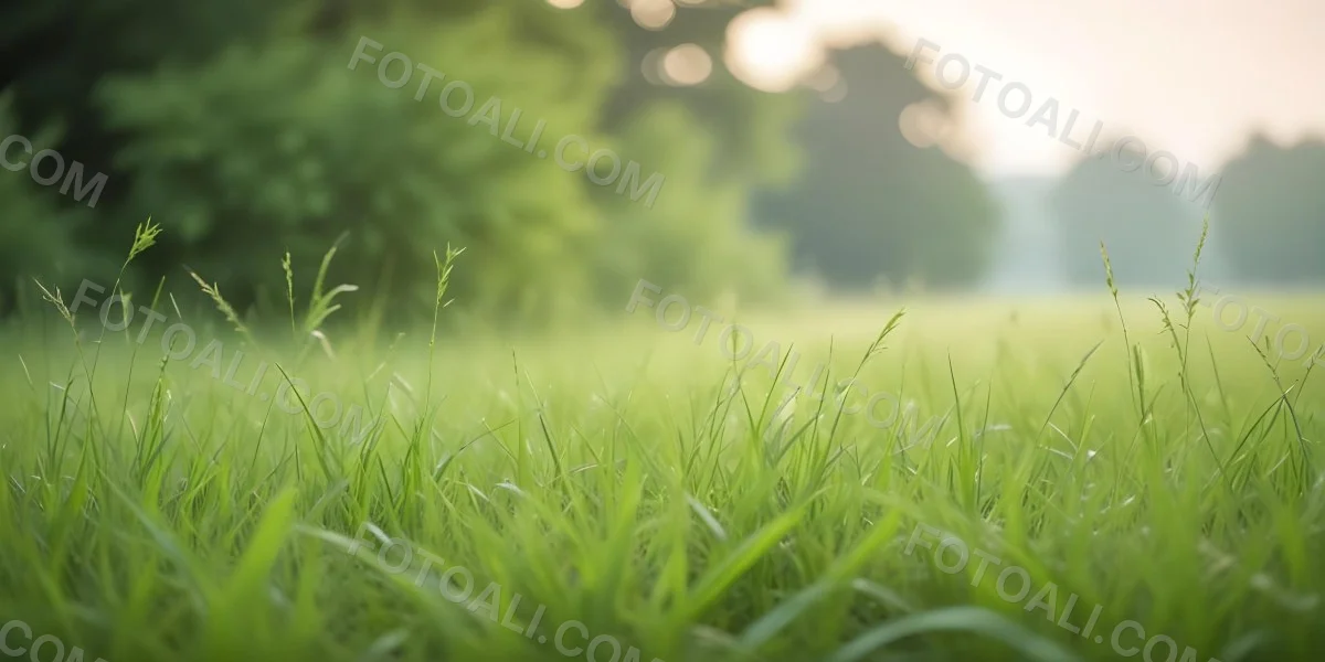 Blurred Green Grass And Foliage With A Bright Hazy Sky In The Background 2 3795