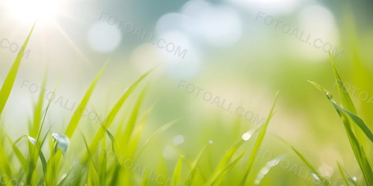 Blurred Green Grass And Foliage With A Bright Hazy Sky In The Background 20 162f