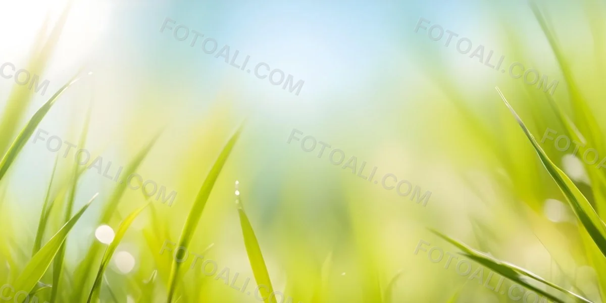 Blurred Green Grass And Foliage With A Bright Hazy Sky In The Background 22 A61f
