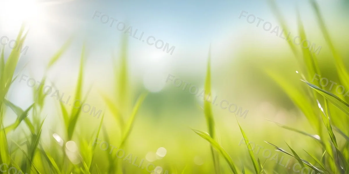 Blurred Green Grass And Foliage With A Bright Hazy Sky In The Background 23 0232