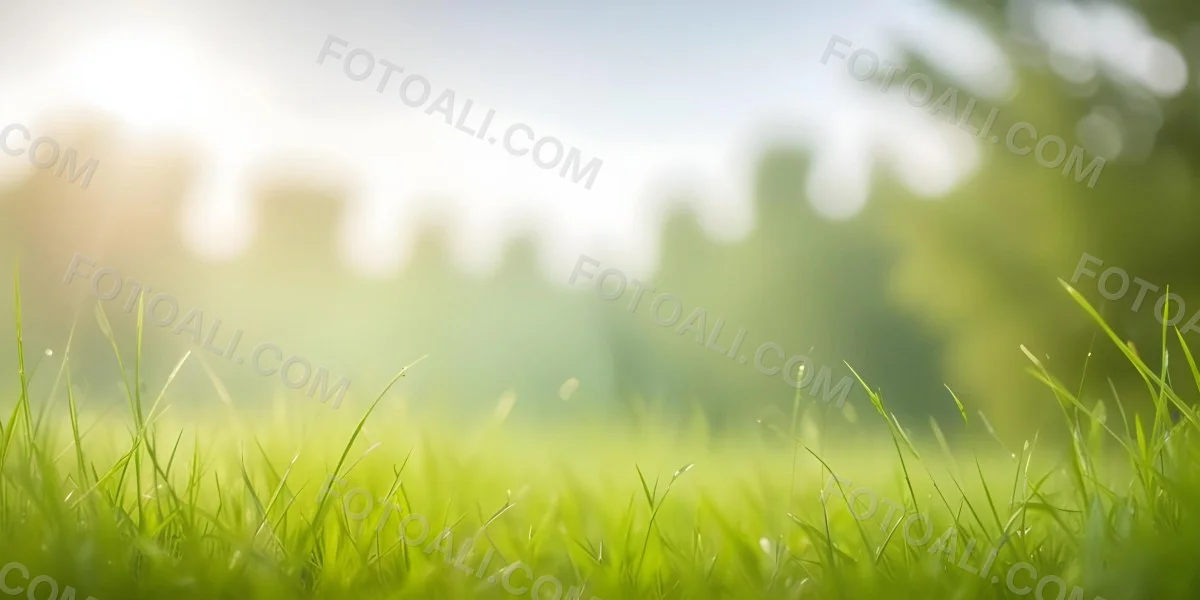Blurred Green Grass And Foliage With A Bright Hazy Sky In The Background 4 0a51