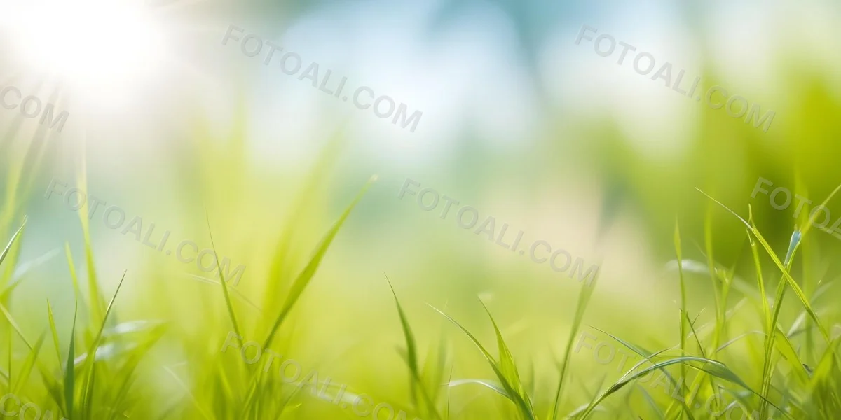 Blurred Green Grass And Foliage With A Bright Hazy Sky In The Background 5 Da99
