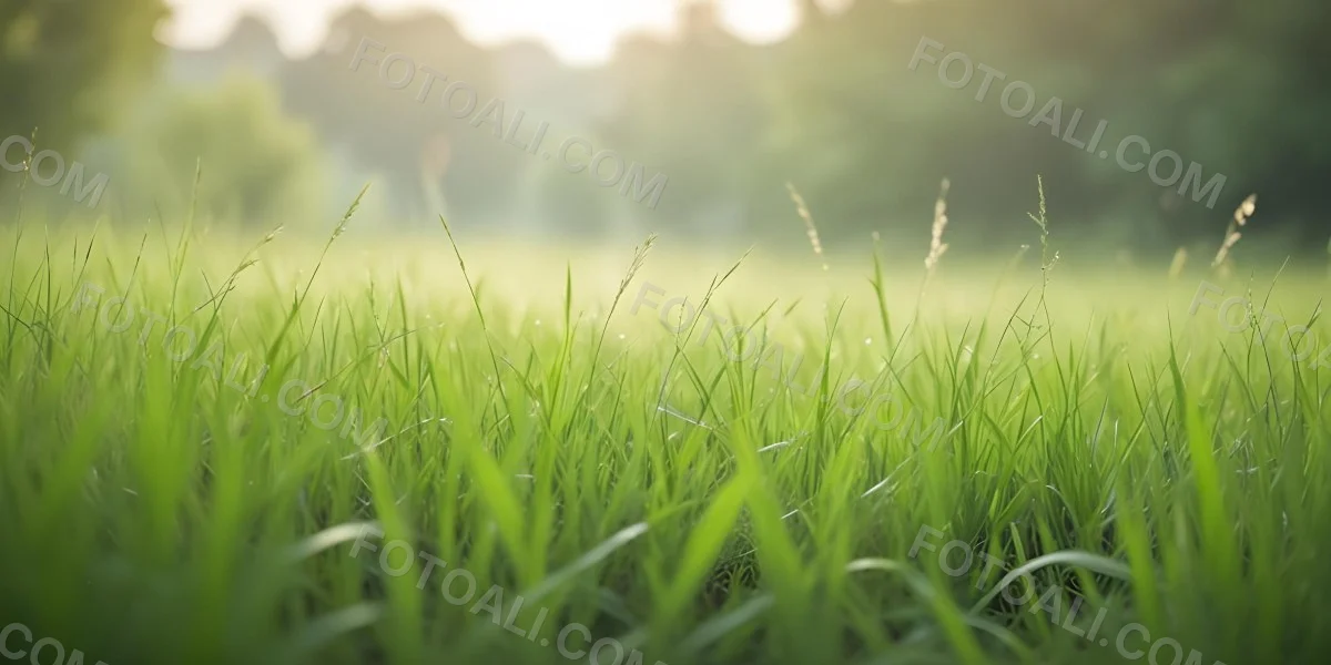 Blurred Green Grass And Foliage With A Bright Hazy Sky In The Background 6 311f