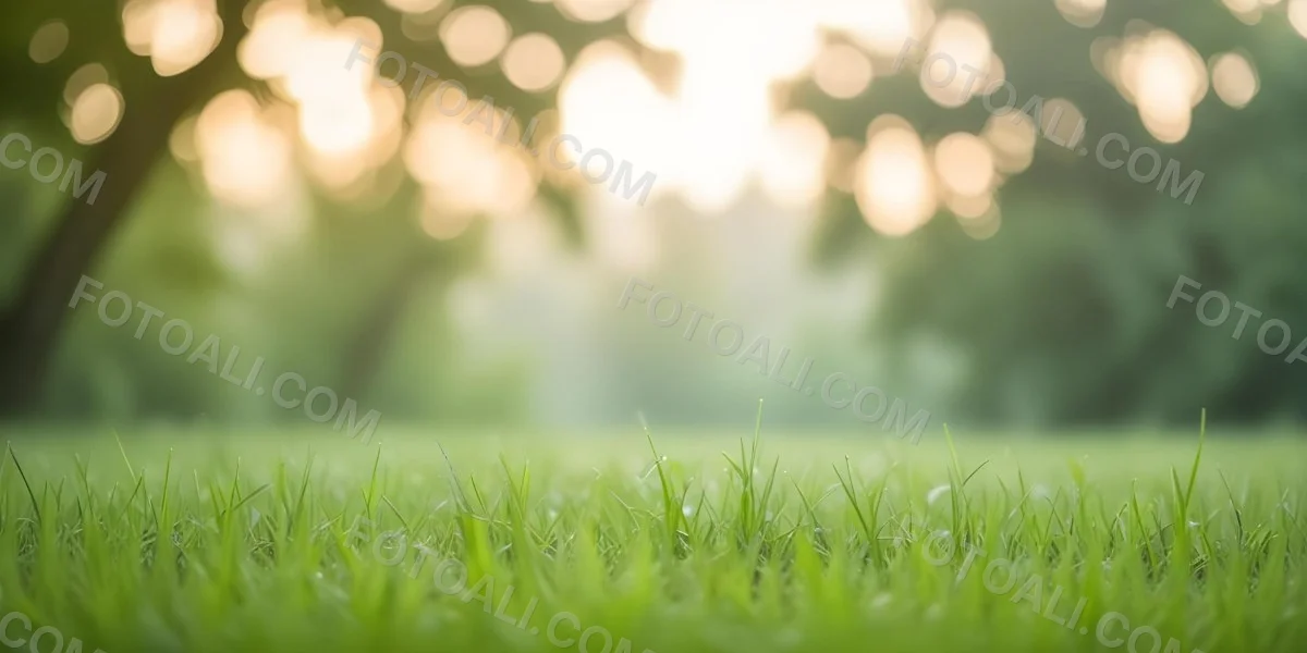 Blurred Green Grass And Foliage With A Bright Hazy Sky In The Background 8 C704