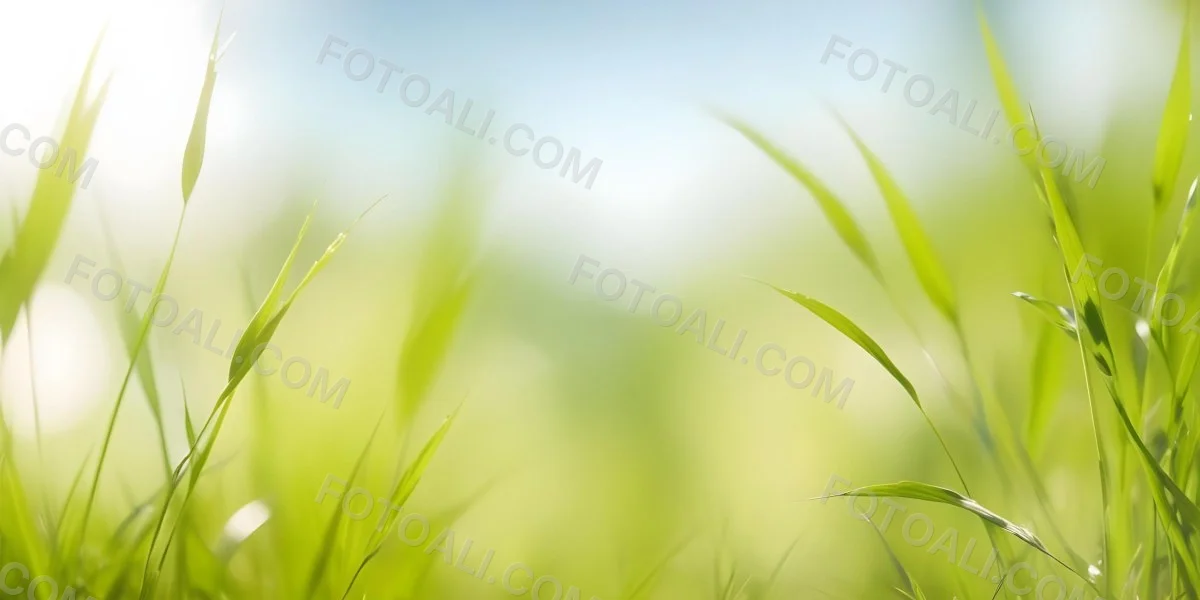 Blurred Green Grass And Foliage With A Bright Hazy Sky In The Background 9 5225