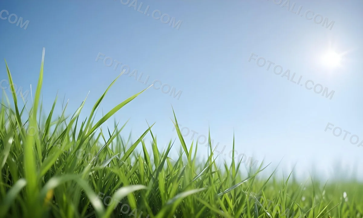 Blurred Green Grass Field With A Clear Blue Sky In The Background 11 1624