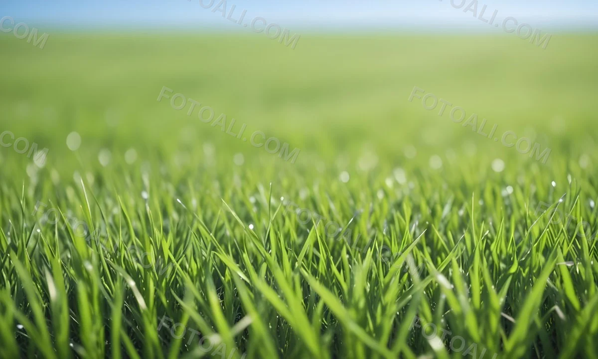 Blurred Green Grass Field With A Clear Blue Sky In The Background 13 3af6