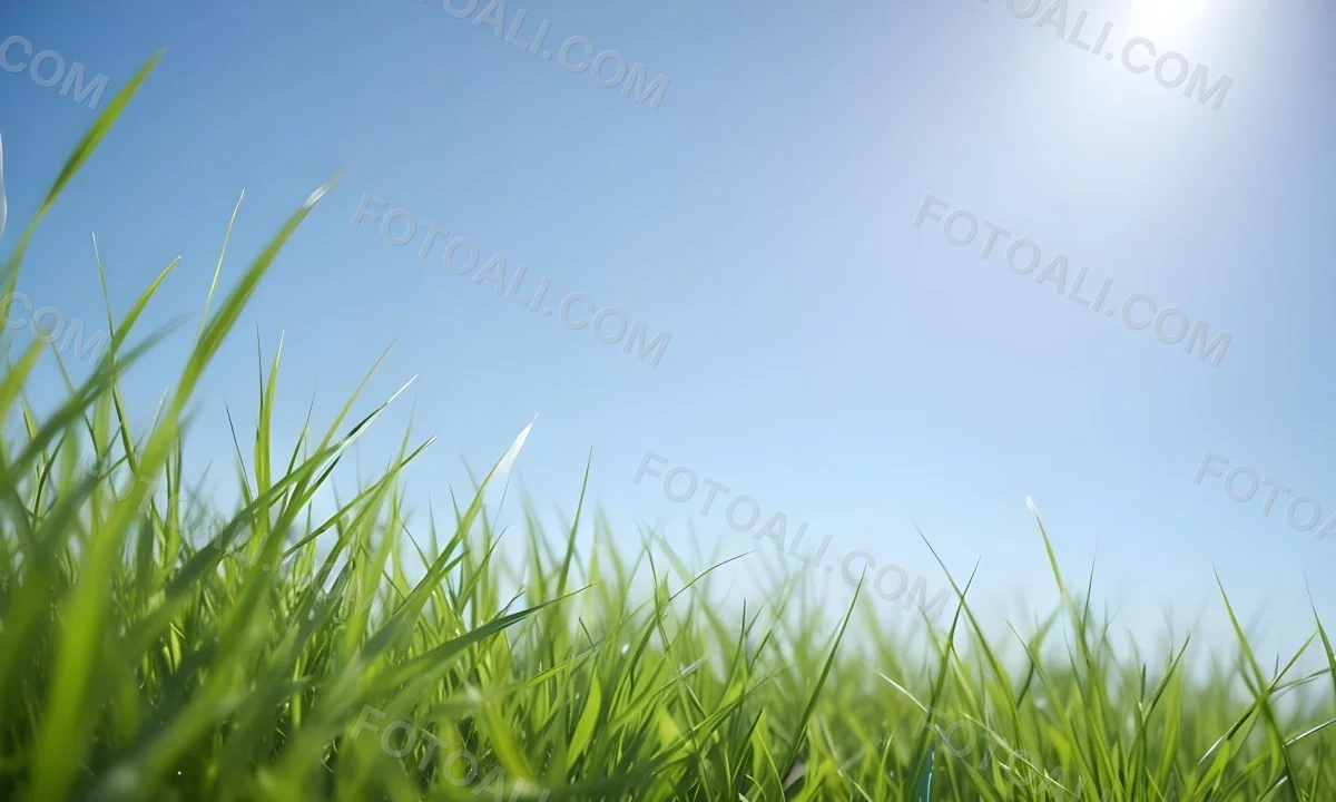 Blurred Green Grass Field With A Clear Blue Sky In The Background 7 0d87