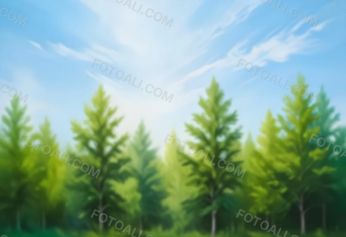 Blurred Image Of Green Trees With A Blue Sky In The Background Natural Light Natural Colors Out Of Focus Nature Photography 14 Db1b