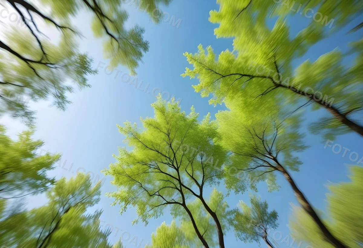 Blurred Image Of Green Trees With A Blue Sky In The Background Natural Light Natural Colors Out Of Focus Nature Photography 2 Caa6