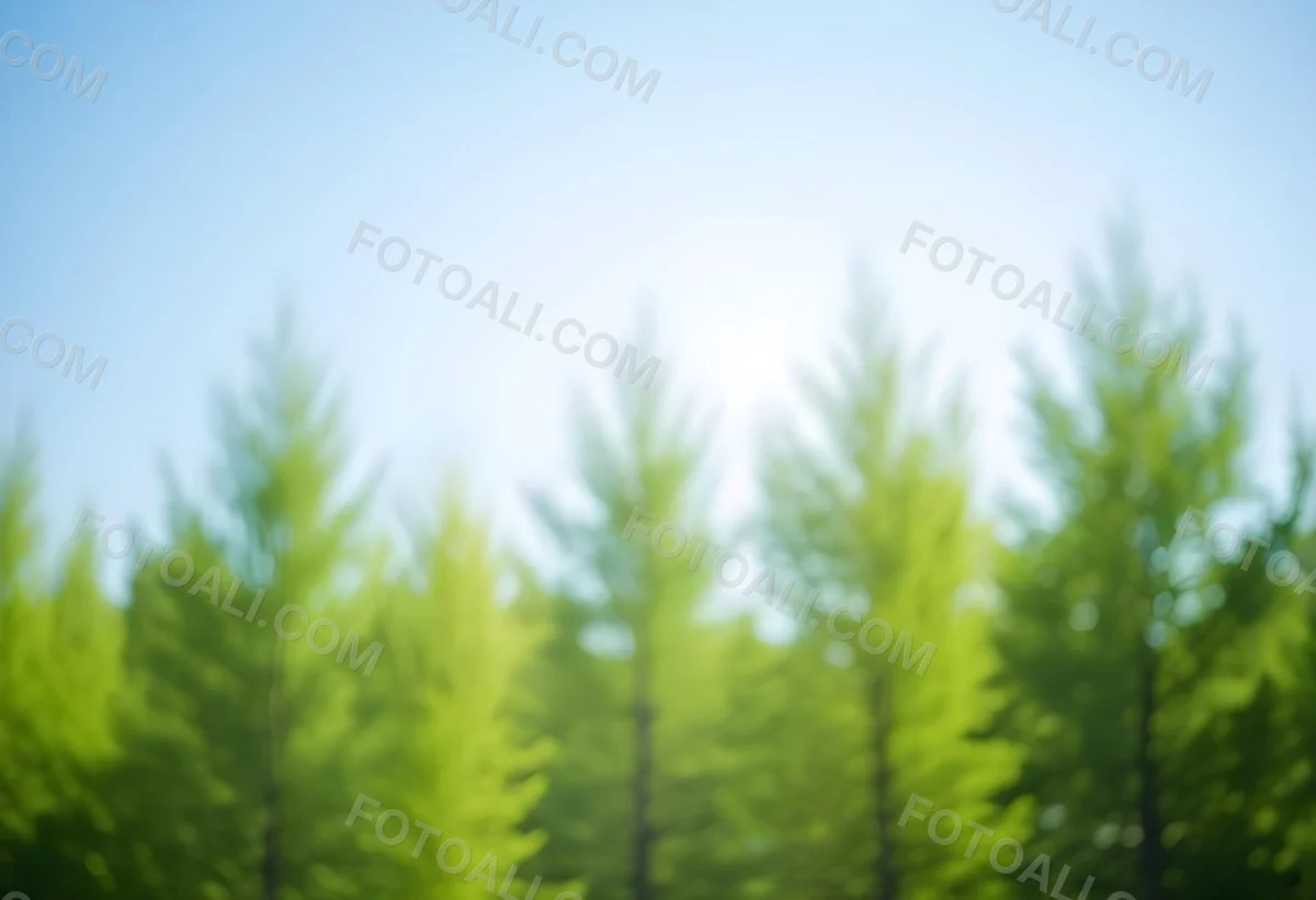 Blurred Image Of Green Trees With A Blue Sky In The Background Natural Light Natural Colors Out Of Focus Nature Photography 33 E146
