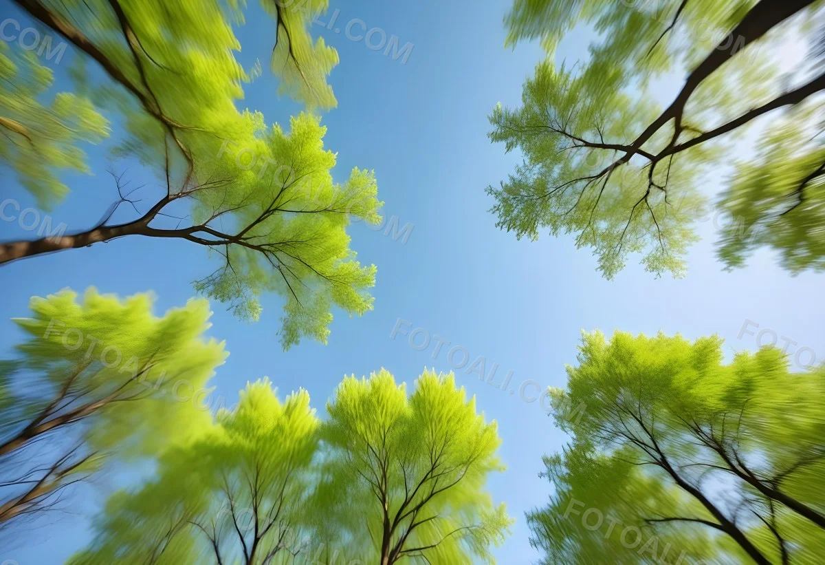 Blurred Image Of Green Trees With A Blue Sky In The Background Natural Light Natural Colors Out Of Focus Nature Photography 4 Fd7d