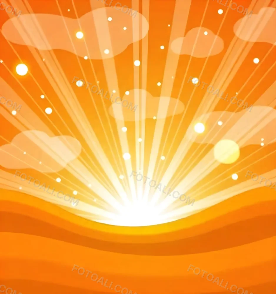 Bright Orange And Yellow Sunburst With Glowing Rays And Sparkling Stars Against A Warm Vibrant Background 11 8995