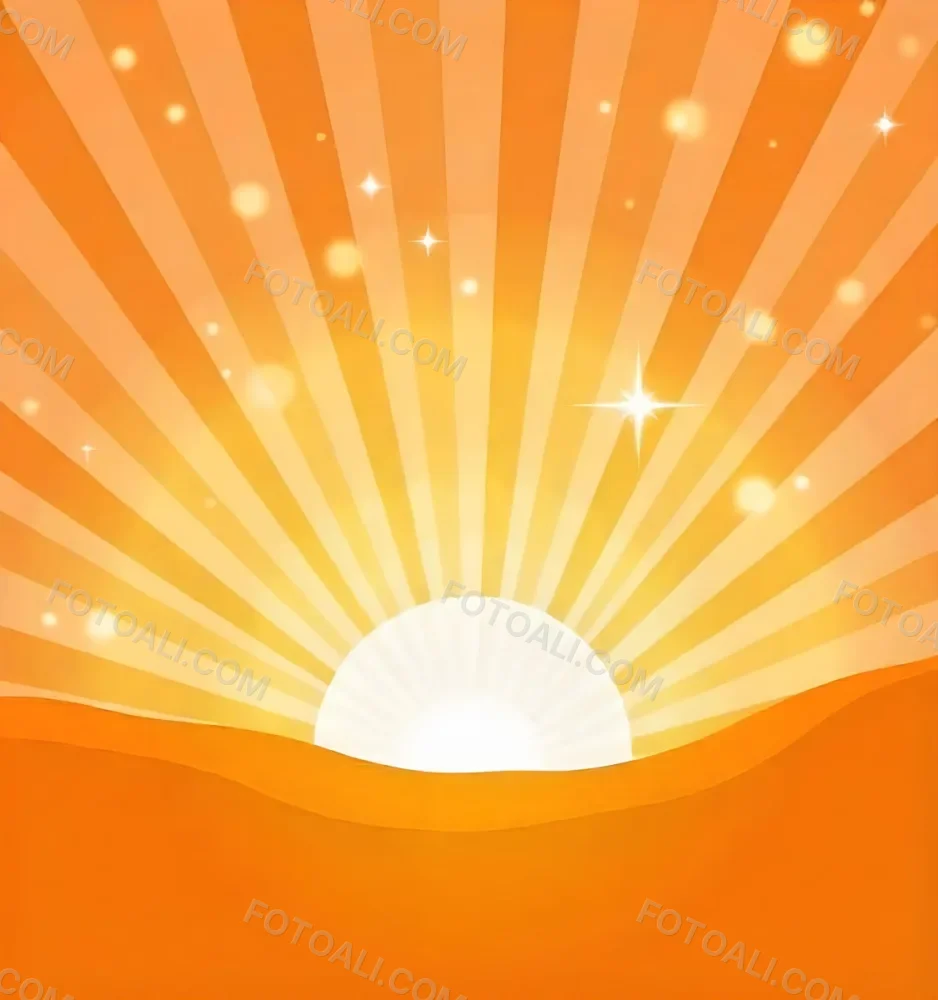 Bright Orange And Yellow Sunburst With Glowing Rays And Sparkling Stars Against A Warm Vibrant Background 12 F5da