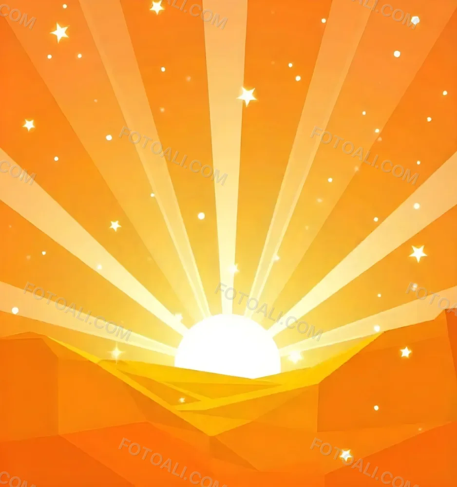 Bright Orange And Yellow Sunburst With Glowing Rays And Sparkling Stars Against A Warm Vibrant Background 13 0898