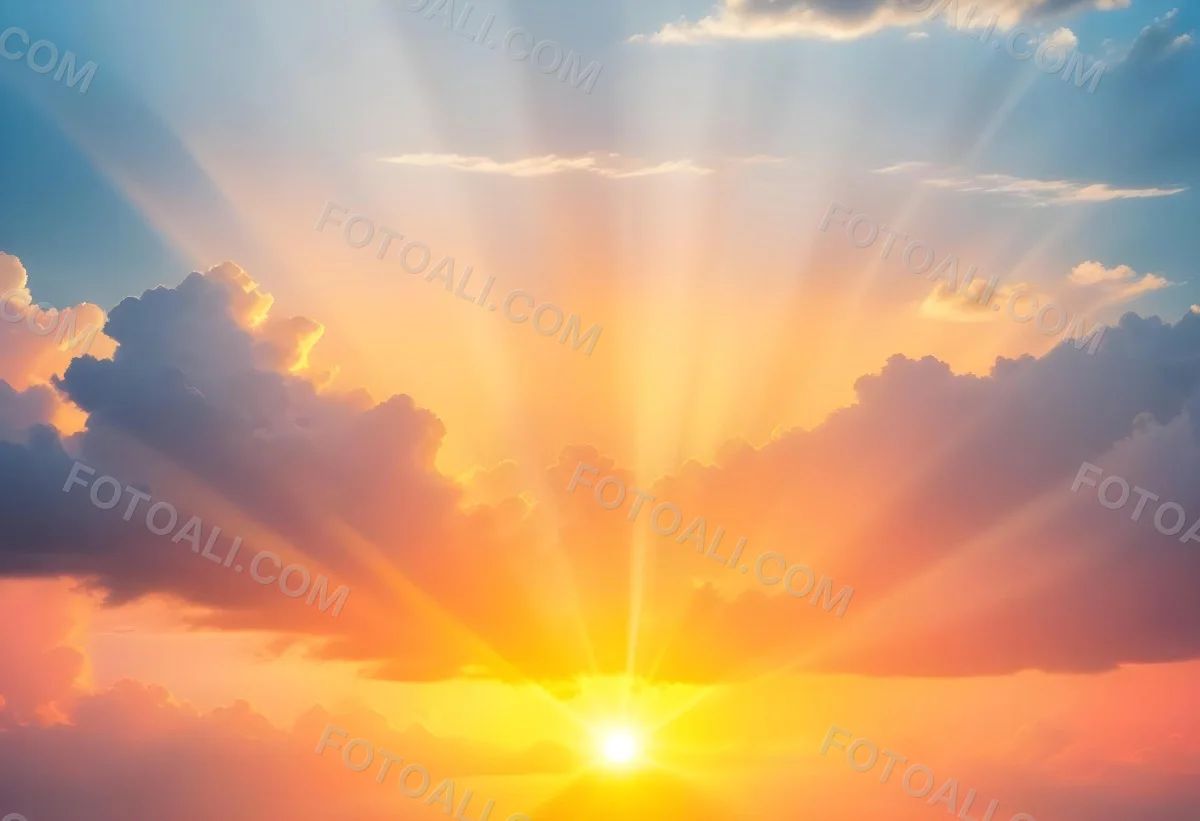 Bright Sun Rays Bursting Through Dramatic Clouds At Sunset With An Orange And Pink Sky Surrounded By Dark Storm Clouds And A Calm Ocean 20 8f12