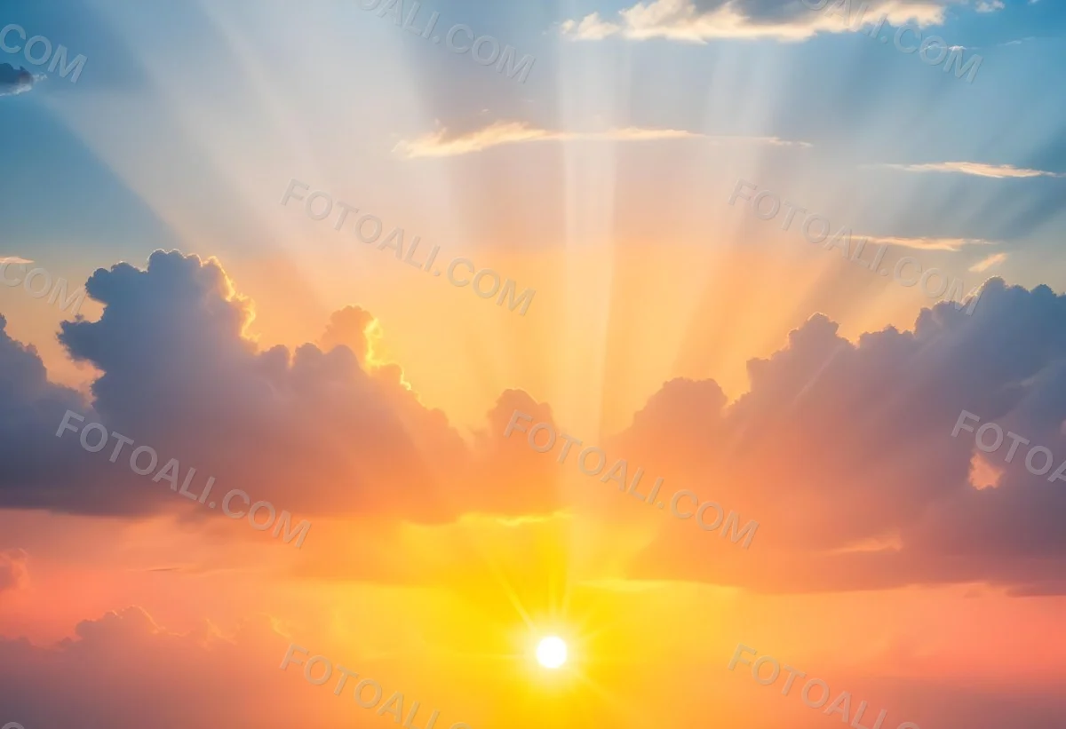 Bright Sun Rays Bursting Through Dramatic Clouds At Sunset With An Orange And Pink Sky Surrounded By Dark Storm Clouds And A Calm Ocean 24 5623