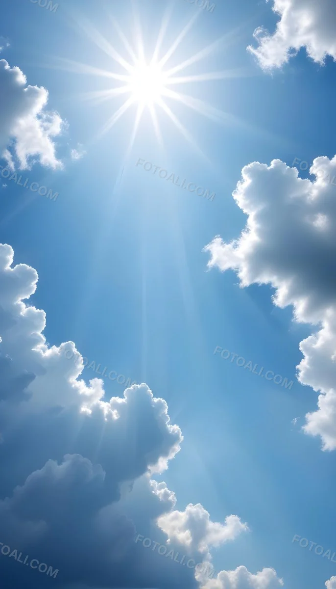 Bright Sun Rays Shining Through Clouds In A Clear Blue Sky 10 6cb8