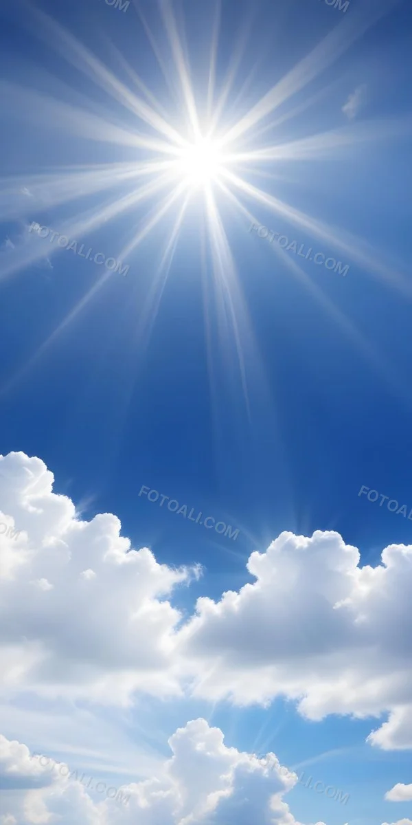 Bright Sun Rays Shining Through Clouds In A Clear Blue Sky 13 Bdf4