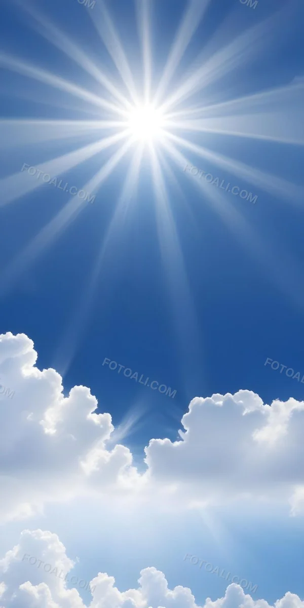 Bright Sun Rays Shining Through Clouds In A Clear Blue Sky 15 De44