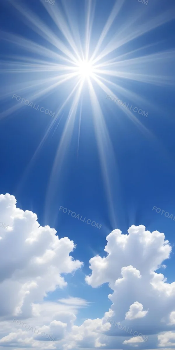 Bright Sun Rays Shining Through Clouds In A Clear Blue Sky 16 B660