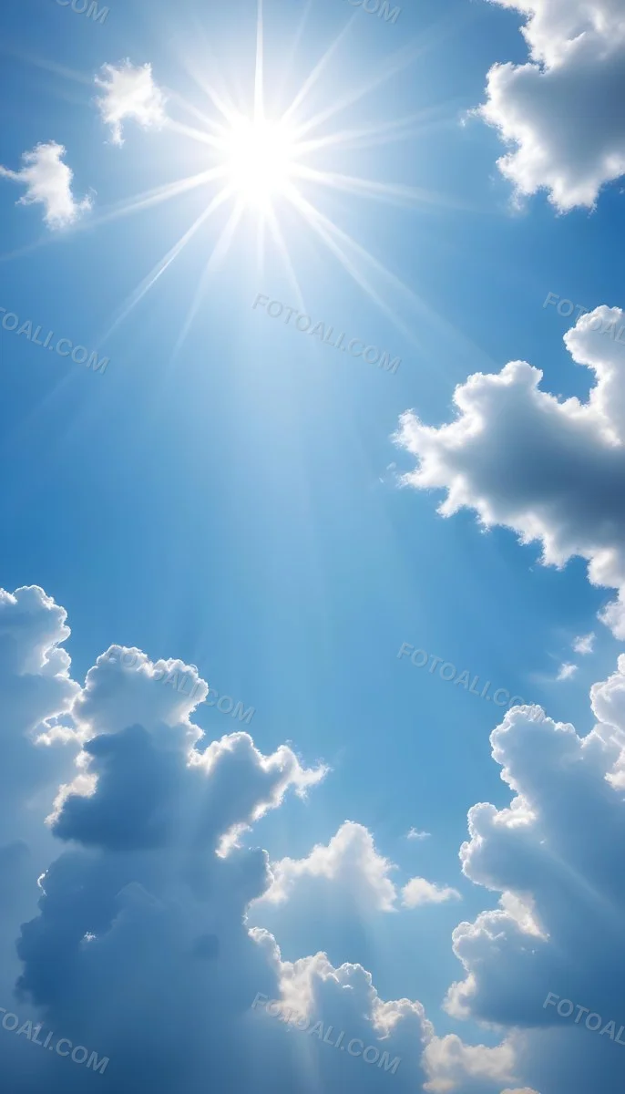 Bright Sun Rays Shining Through Clouds In A Clear Blue Sky 5 9719