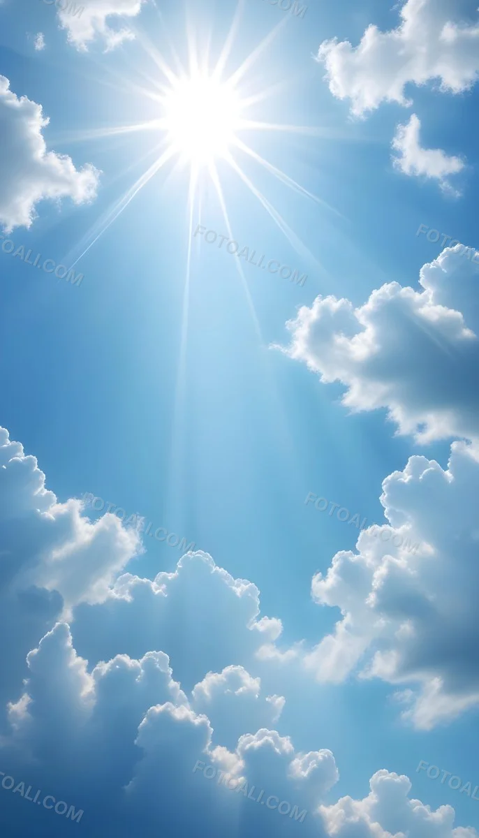 Bright Sun Rays Shining Through Clouds In A Clear Blue Sky 8 9dd8