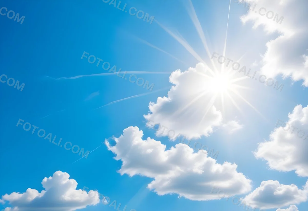 Bright White Clouds In A Clear Blue Sky With Sunlight Shining Through 11 8986