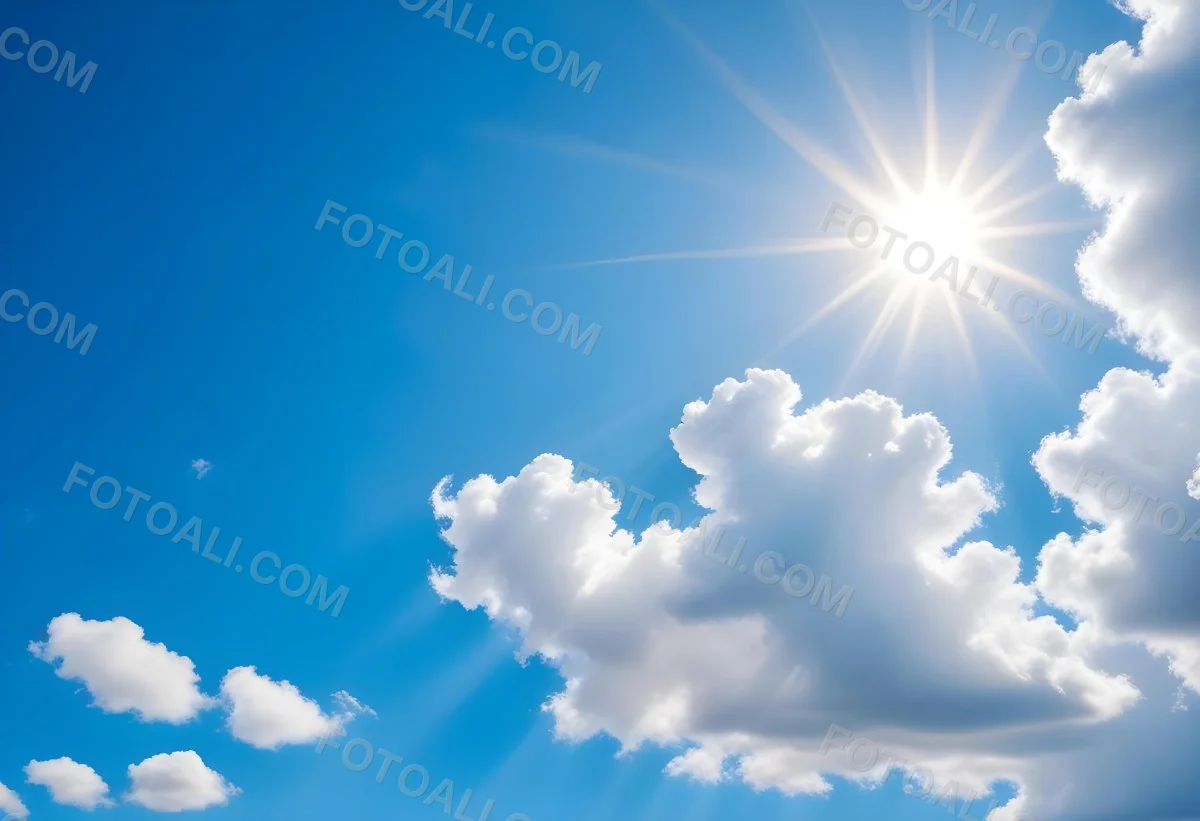 Bright White Clouds In A Clear Blue Sky With Sunlight Shining Through 12 3118