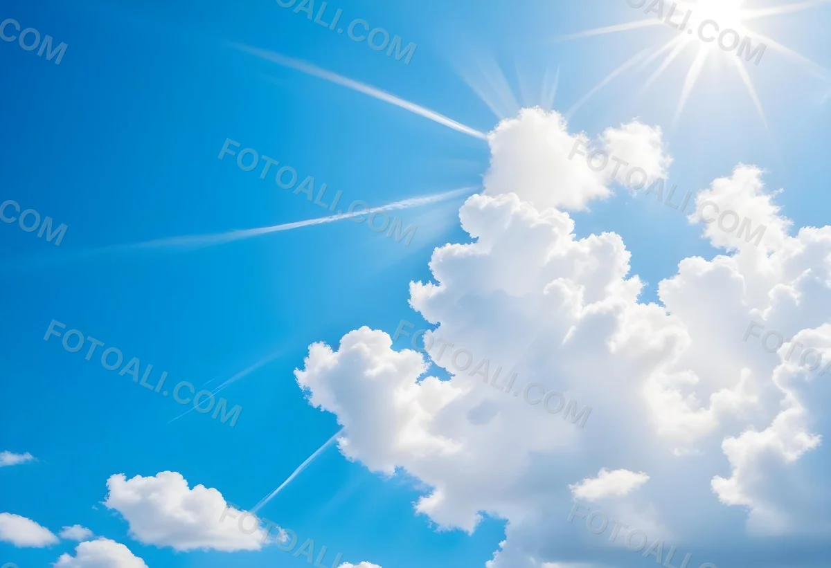 Bright White Clouds In A Clear Blue Sky With Sunlight Shining Through 13 783f