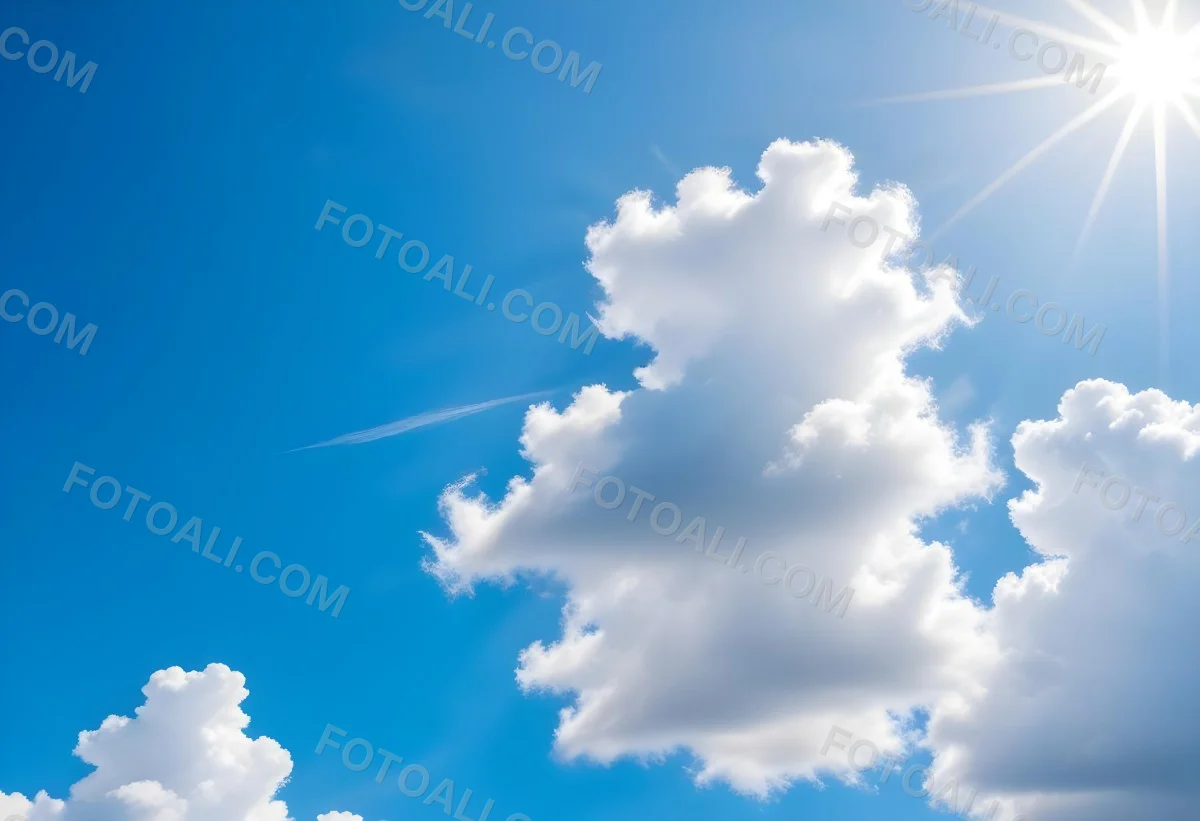 Bright White Clouds In A Clear Blue Sky With Sunlight Shining Through 15 C4eb
