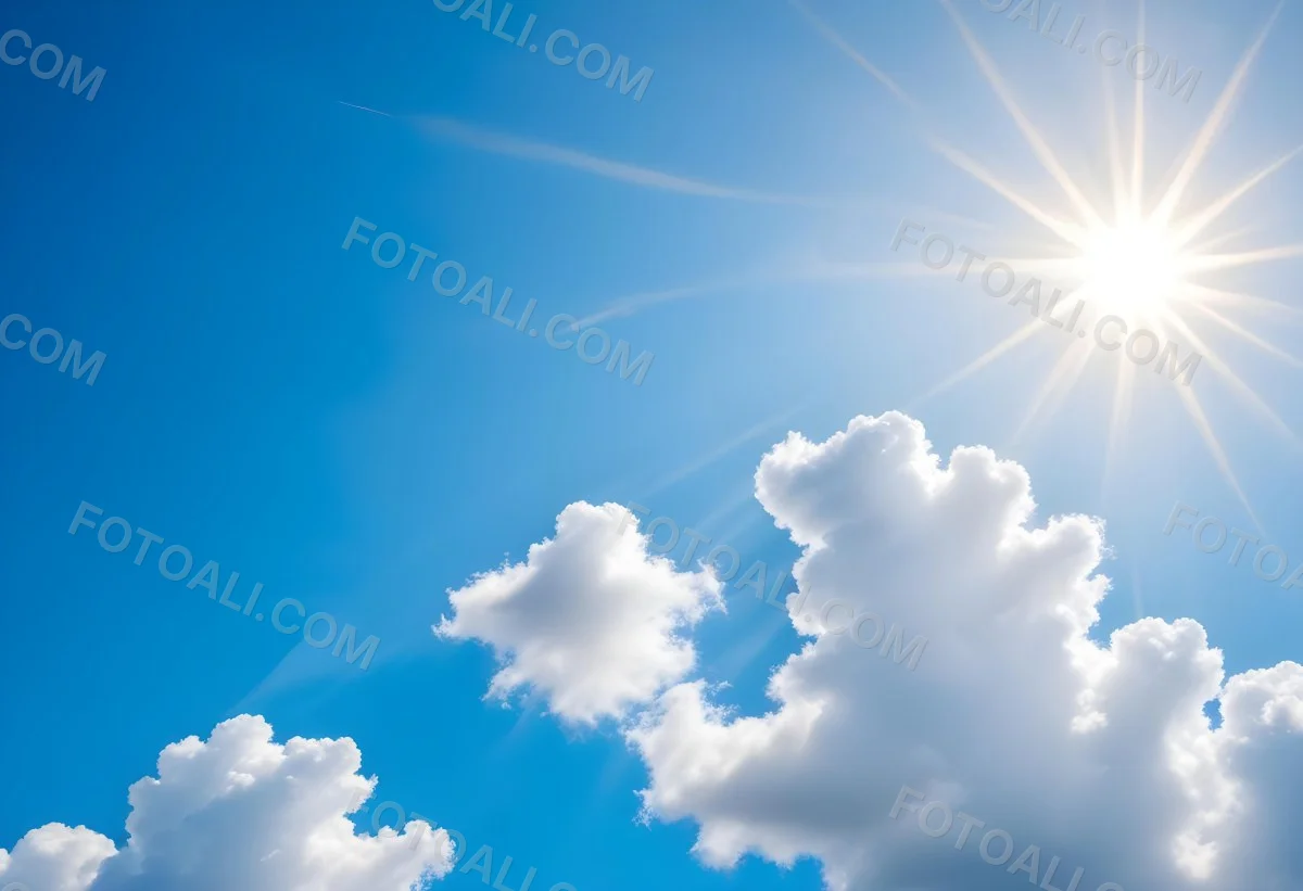Bright White Clouds In A Clear Blue Sky With Sunlight Shining Through 16 5d2d