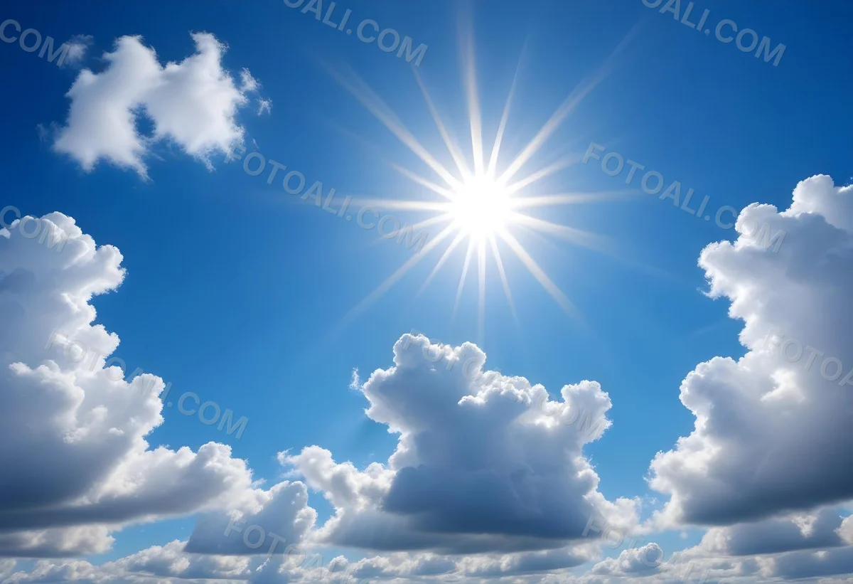 Bright White Clouds In A Clear Blue Sky With Sunlight Shining Through 17 6d54