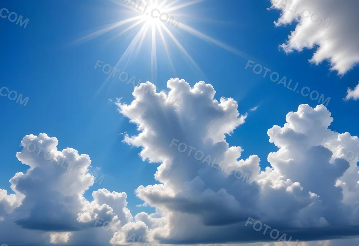 Bright White Clouds In A Clear Blue Sky With Sunlight Shining Through 19 3668