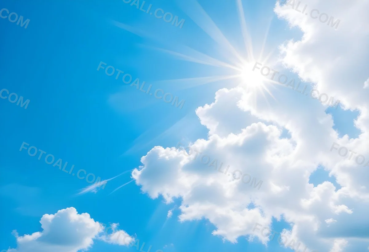 Bright White Clouds In A Clear Blue Sky With Sunlight Shining Through 2 1384