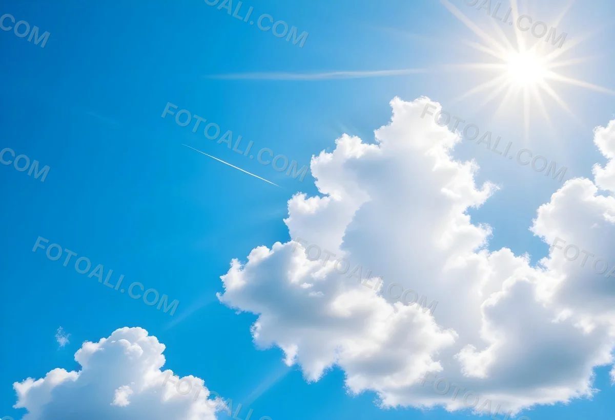 Bright White Clouds In A Clear Blue Sky With Sunlight Shining Through 21 4db3