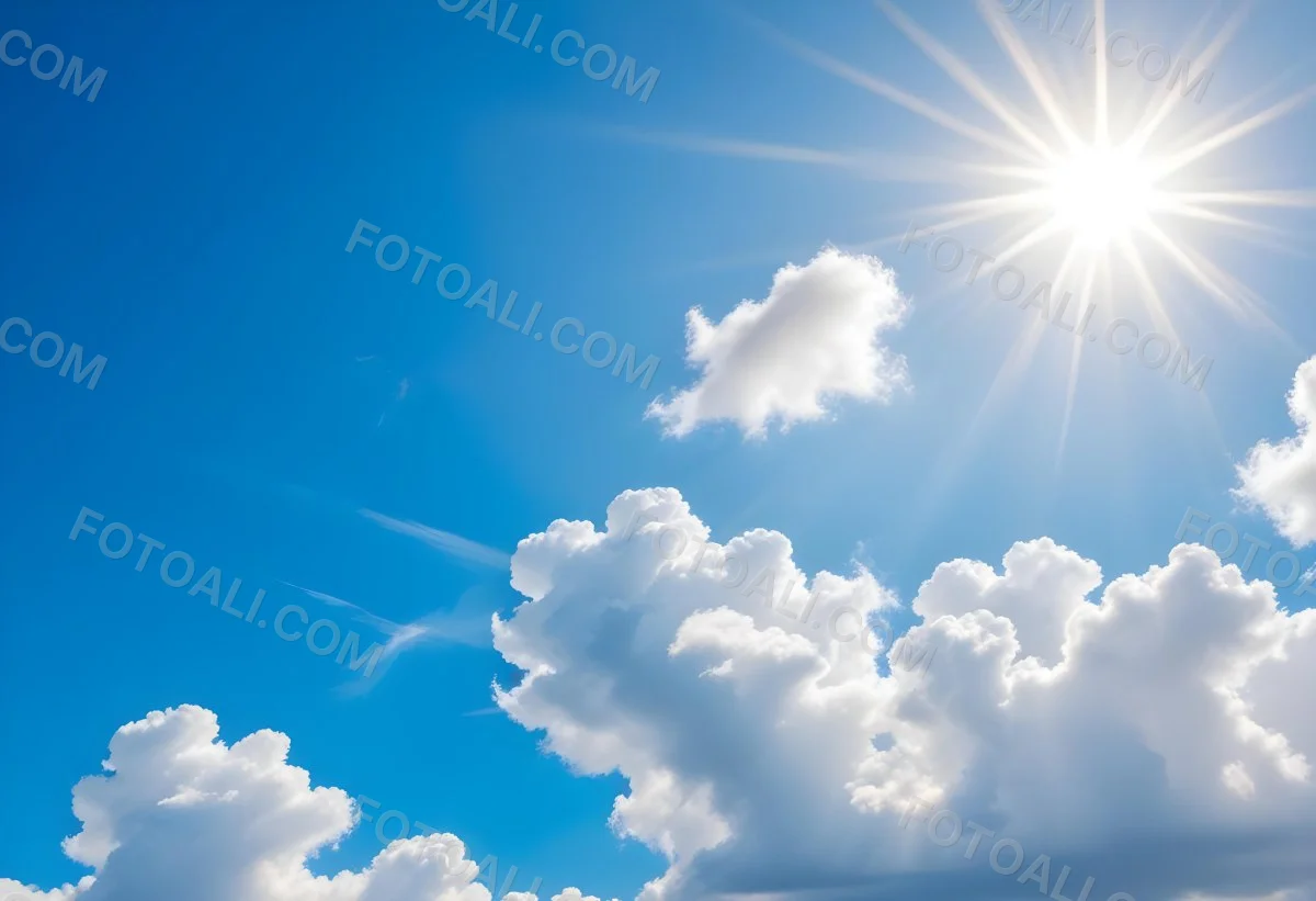Bright White Clouds In A Clear Blue Sky With Sunlight Shining Through 22 6f45