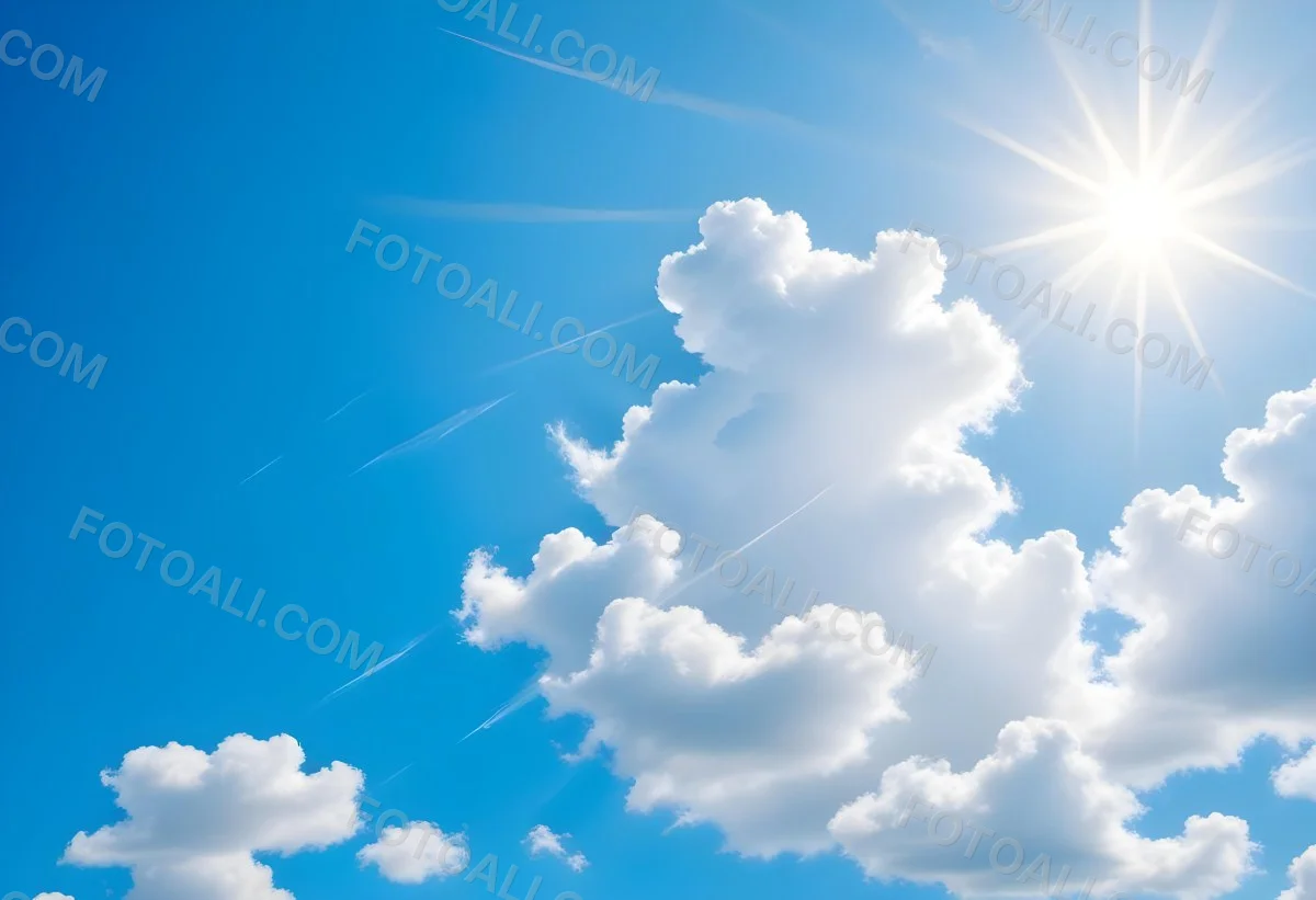 Bright White Clouds In A Clear Blue Sky With Sunlight Shining Through 4 Bea0