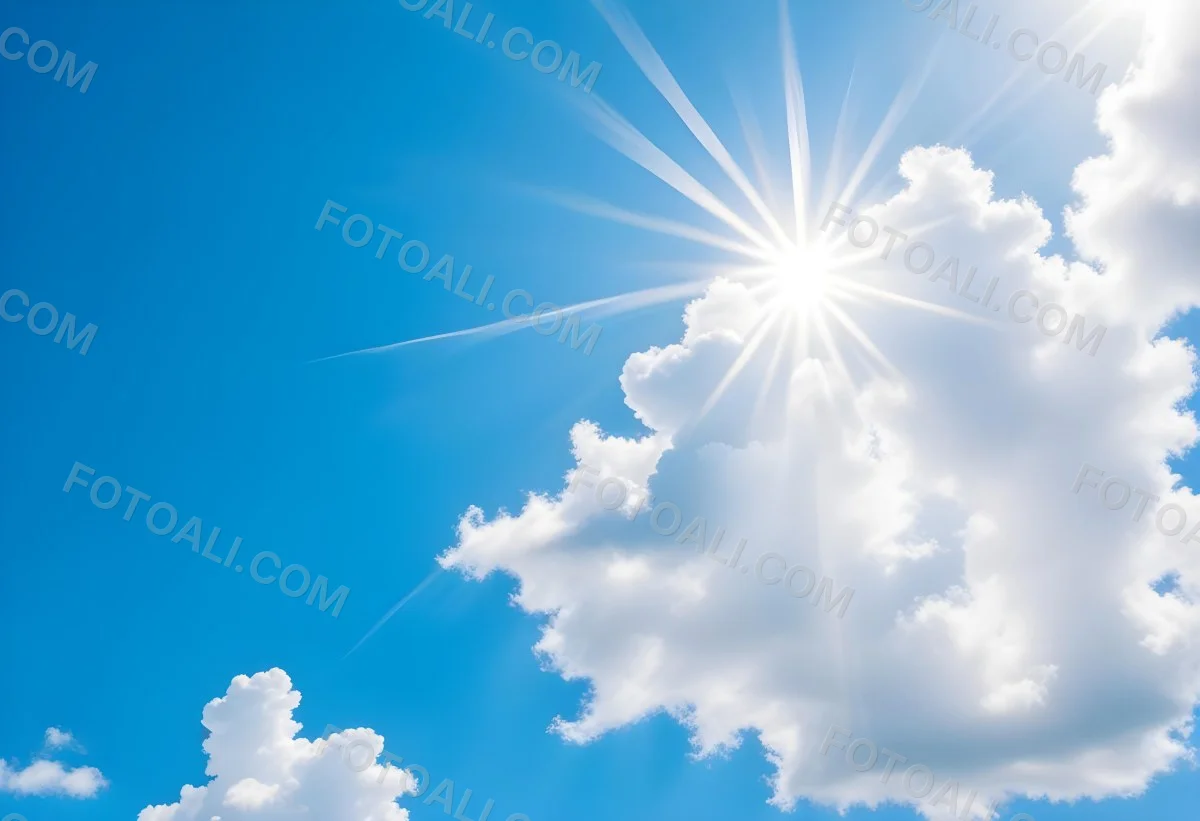 Bright White Clouds In A Clear Blue Sky With Sunlight Shining Through 5 26ed