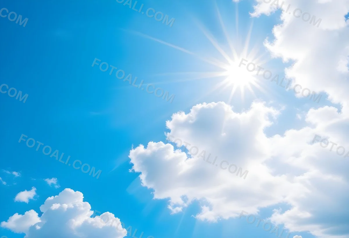 Bright White Clouds In A Clear Blue Sky With Sunlight Shining Through 6 292a
