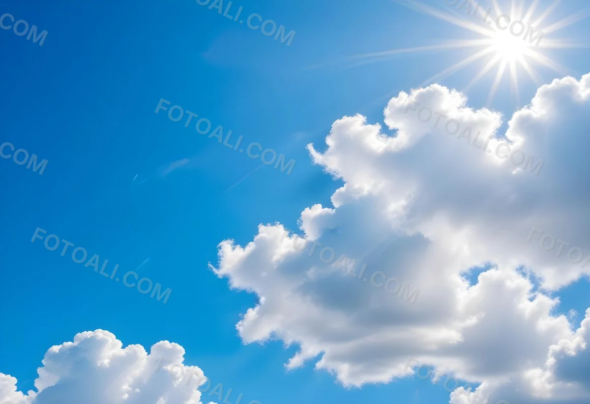 Bright White Clouds In A Clear Blue Sky With Sunlight Shining Through 8 6a02