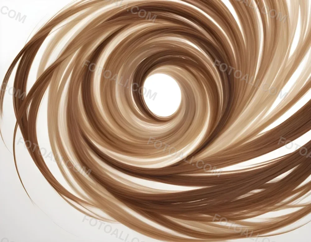 Brown And Blonde Hair Strands Forming A Swirl Pattern Isolated On A White Background Studio Lighting Hair Salon Concept Elegant And Minimalist Composition 34