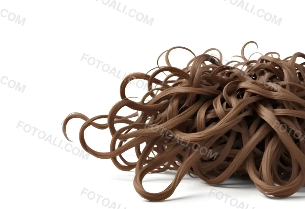 Brown Messy Hair Strands Light Brown And Dark Brown Tones Messy And Tangled Isolated On A White Background Studio Shot High Resolution 11 93e4